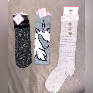 New with tags socks set of 3 all different sizes and styles
